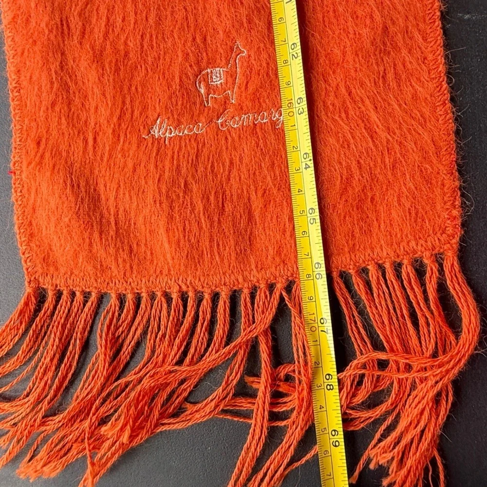 Alpaca Camargo Orange Fuzzy Alpaca Wool Scarf Made In Peru New With Tags